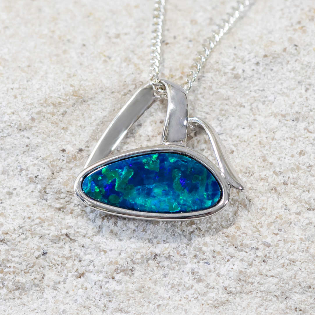 Silver Opal Pendant - Black Star Opal