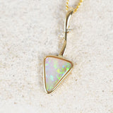 green and blue crystal opal triangular shaped pendant
