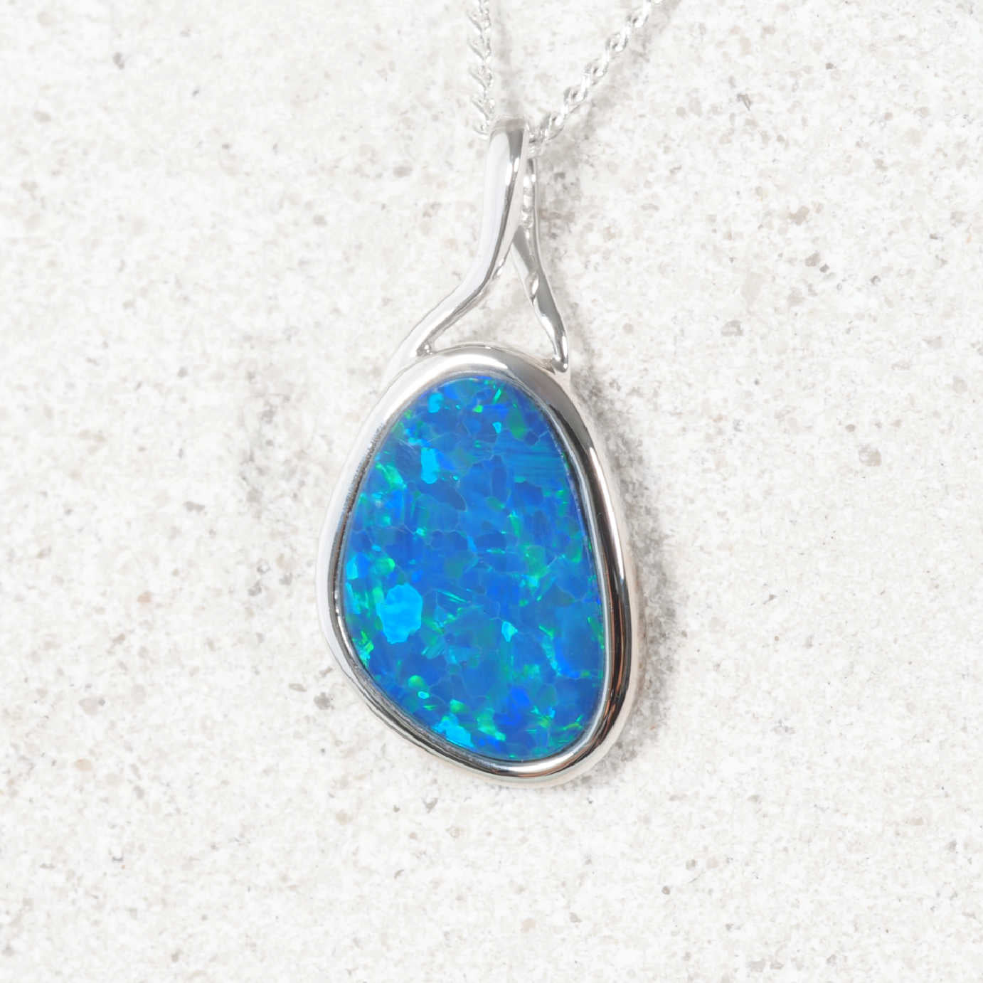 'Paeton' Doublet Opal Pendant 14ct White Gold