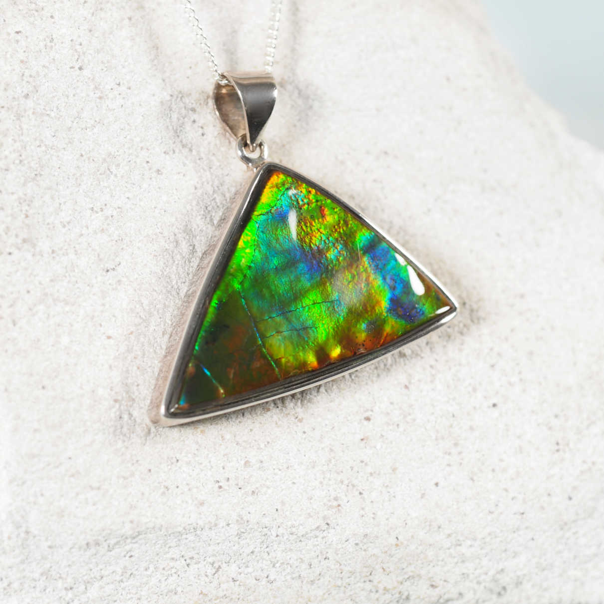 Ammolite Pendant with a silver bezel setting