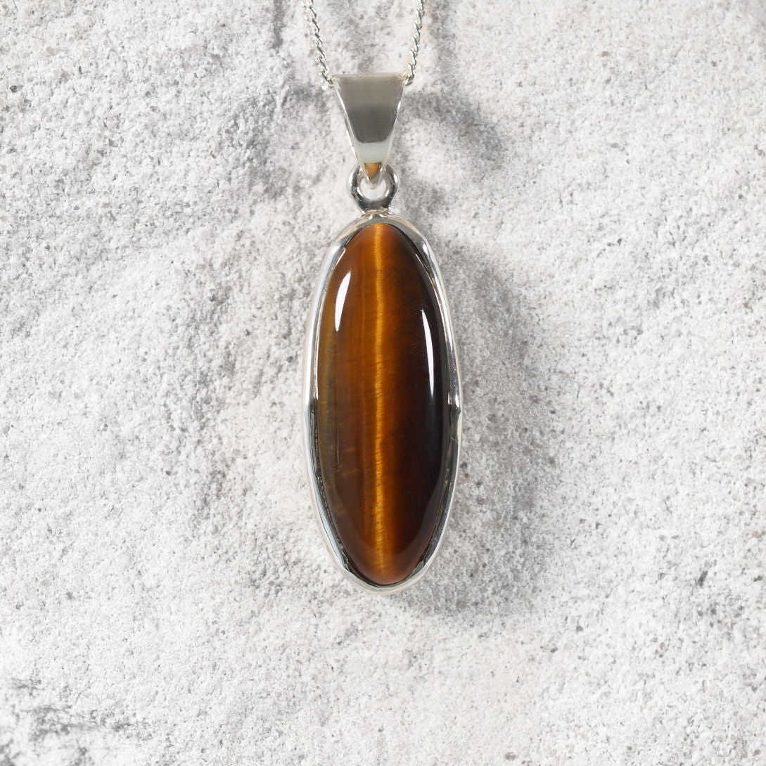 Tiger Eye Pendant with vibrant brown hues