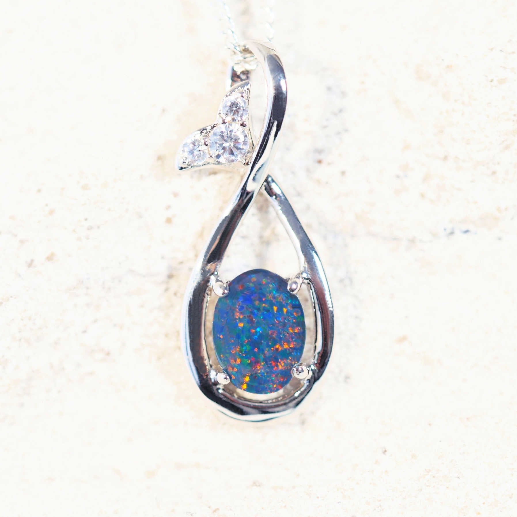 colourful opal pendant i sterling silver