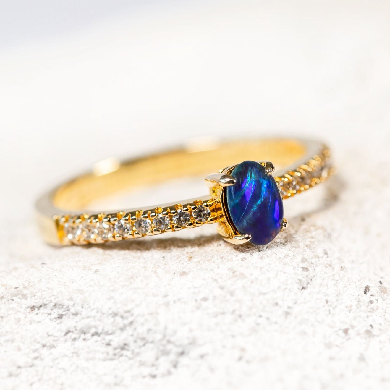 blue opal ring with diamantes