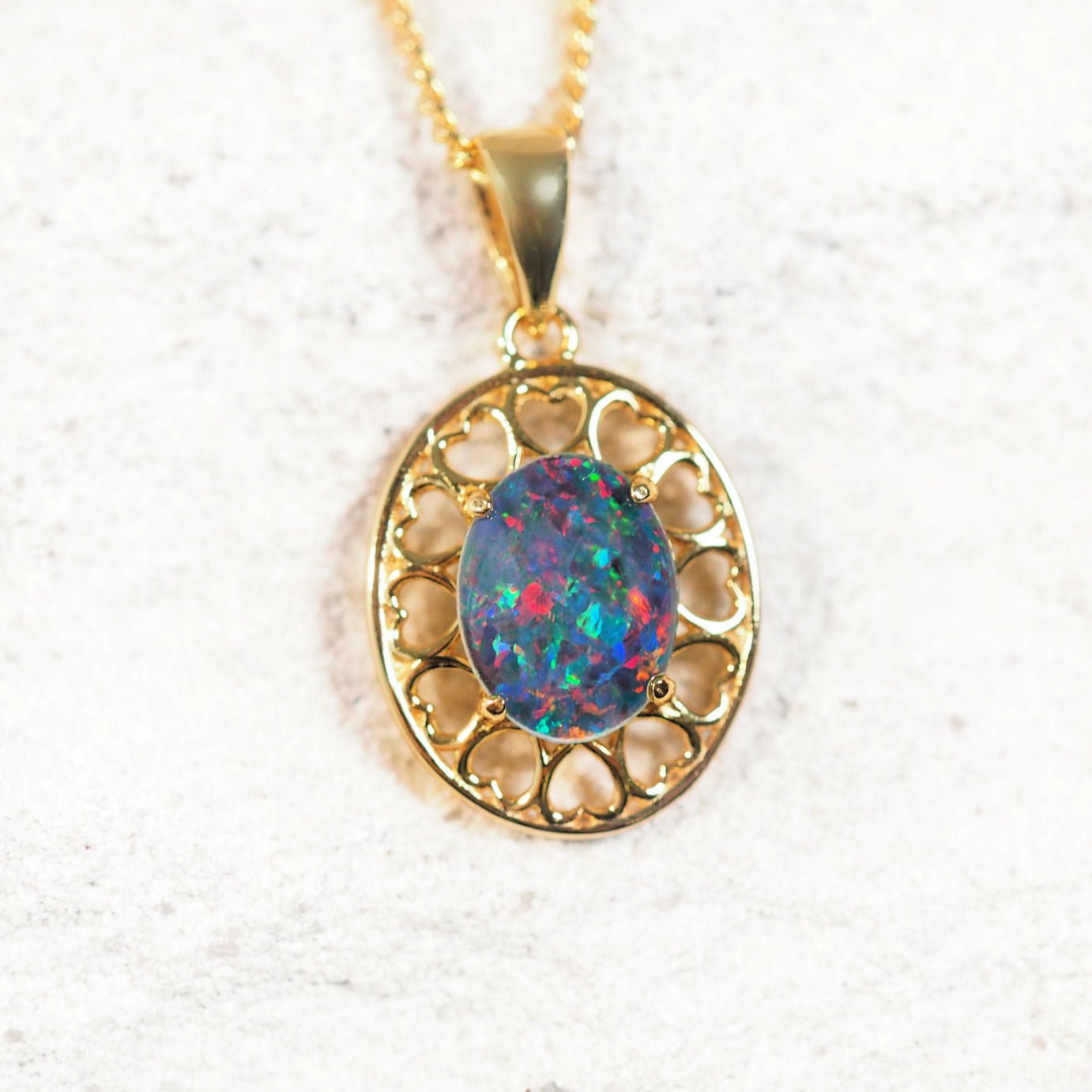 Gold plated silver heart pattern pendant