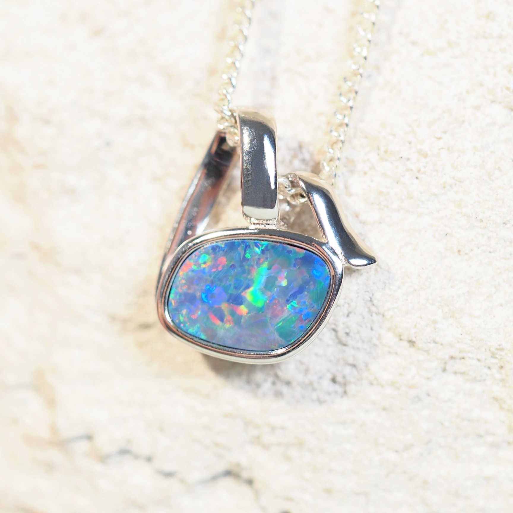 Anaka' Opal Pendant Sterling Silver Black Star Opal