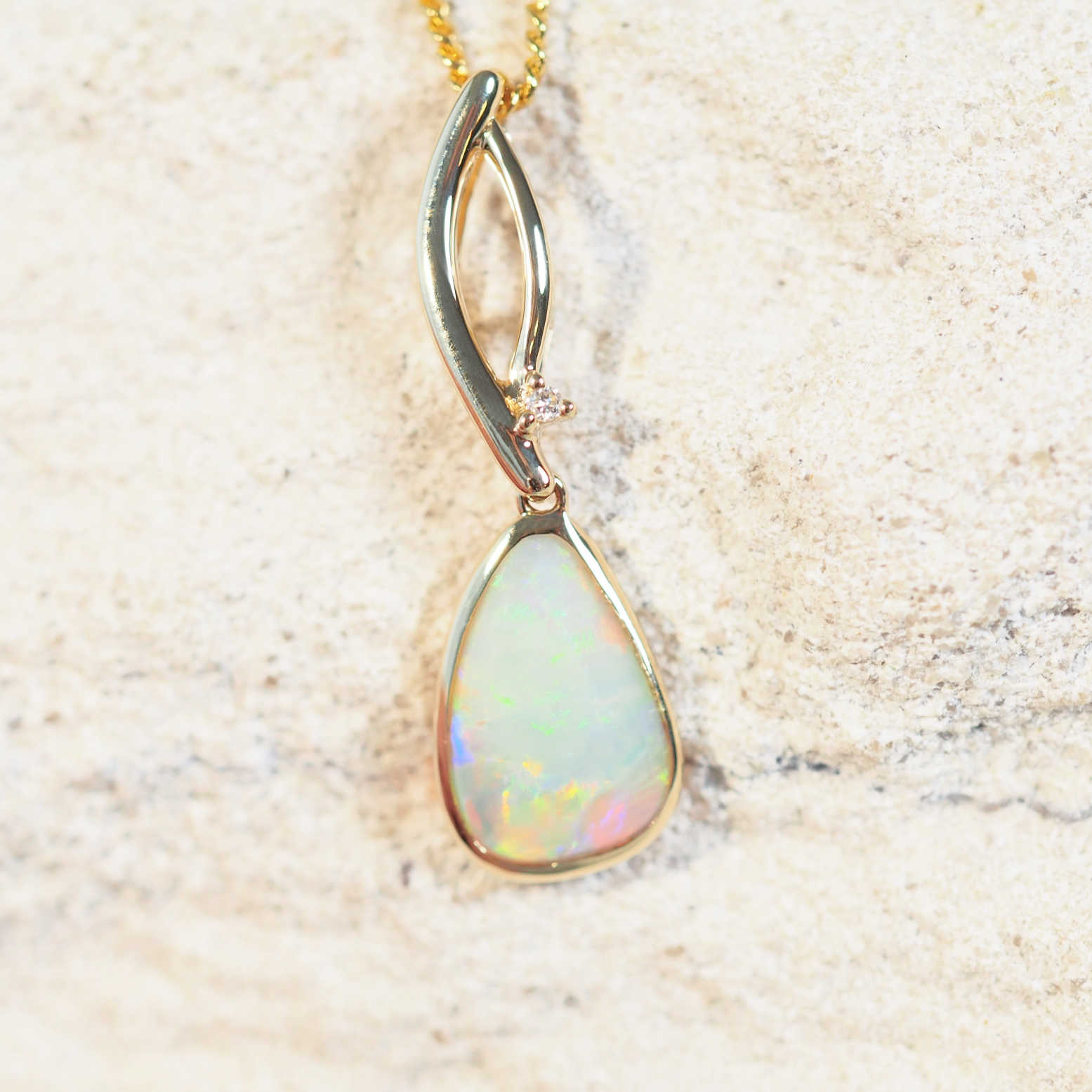 gold opal pendant