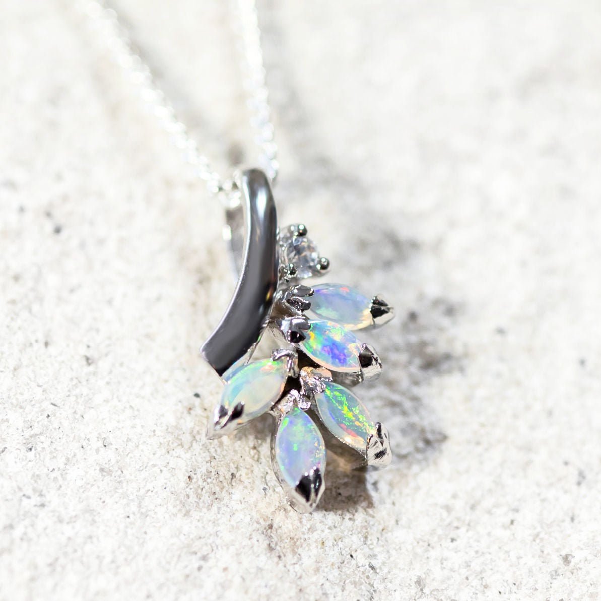 blue opal pendant set in silver