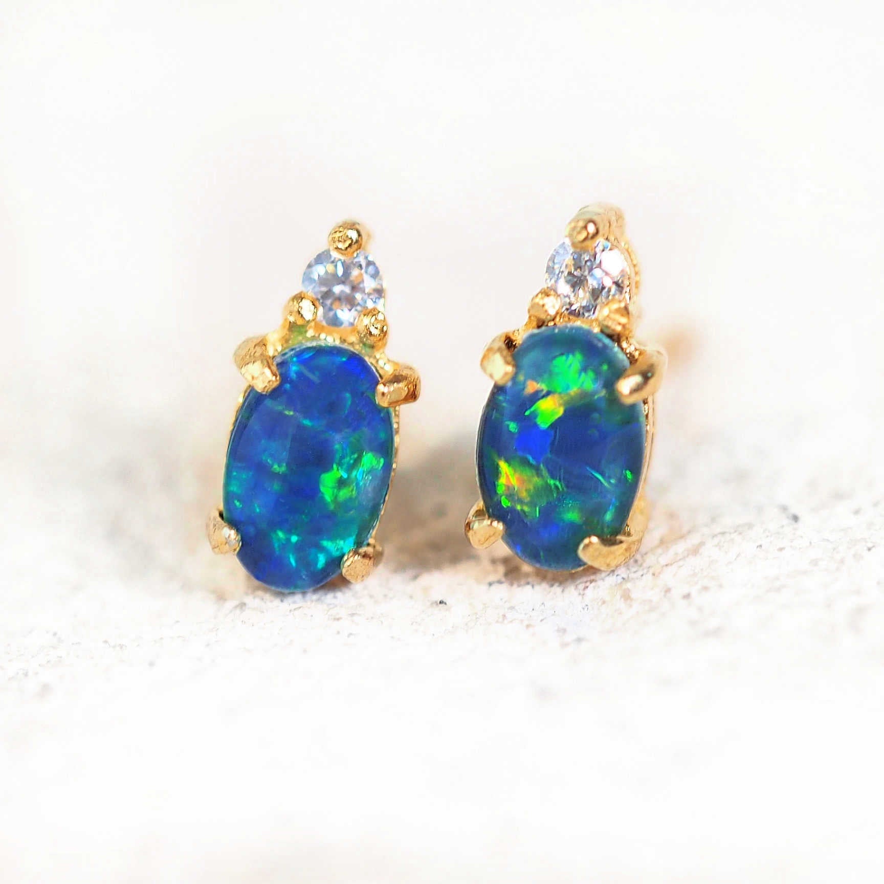 opal earrings with diamantes