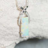 colourful white opal white gold pendant