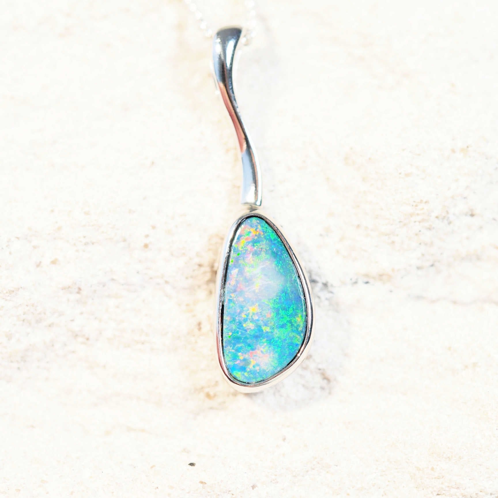 bright blue opal pendant
