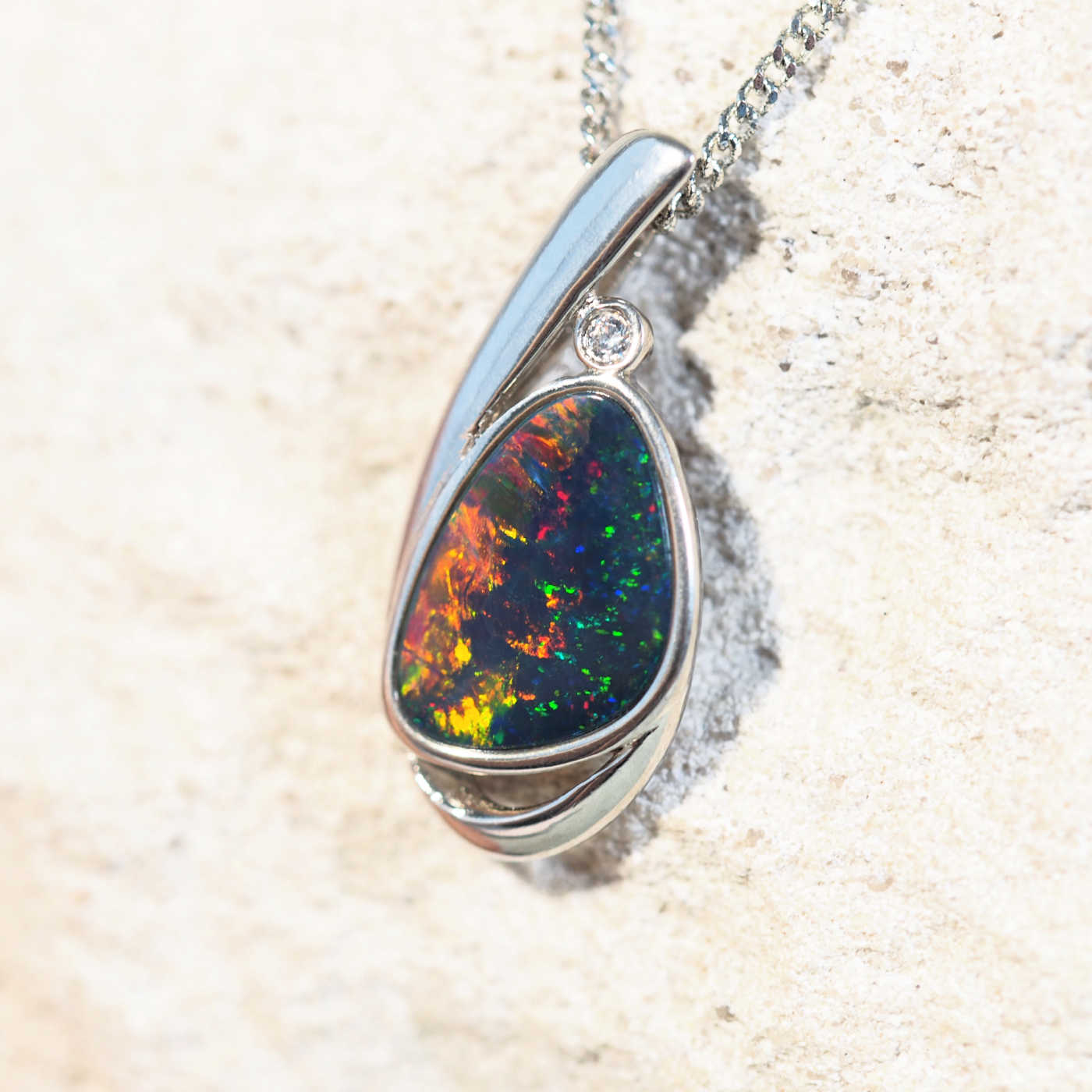 silver opal pendant