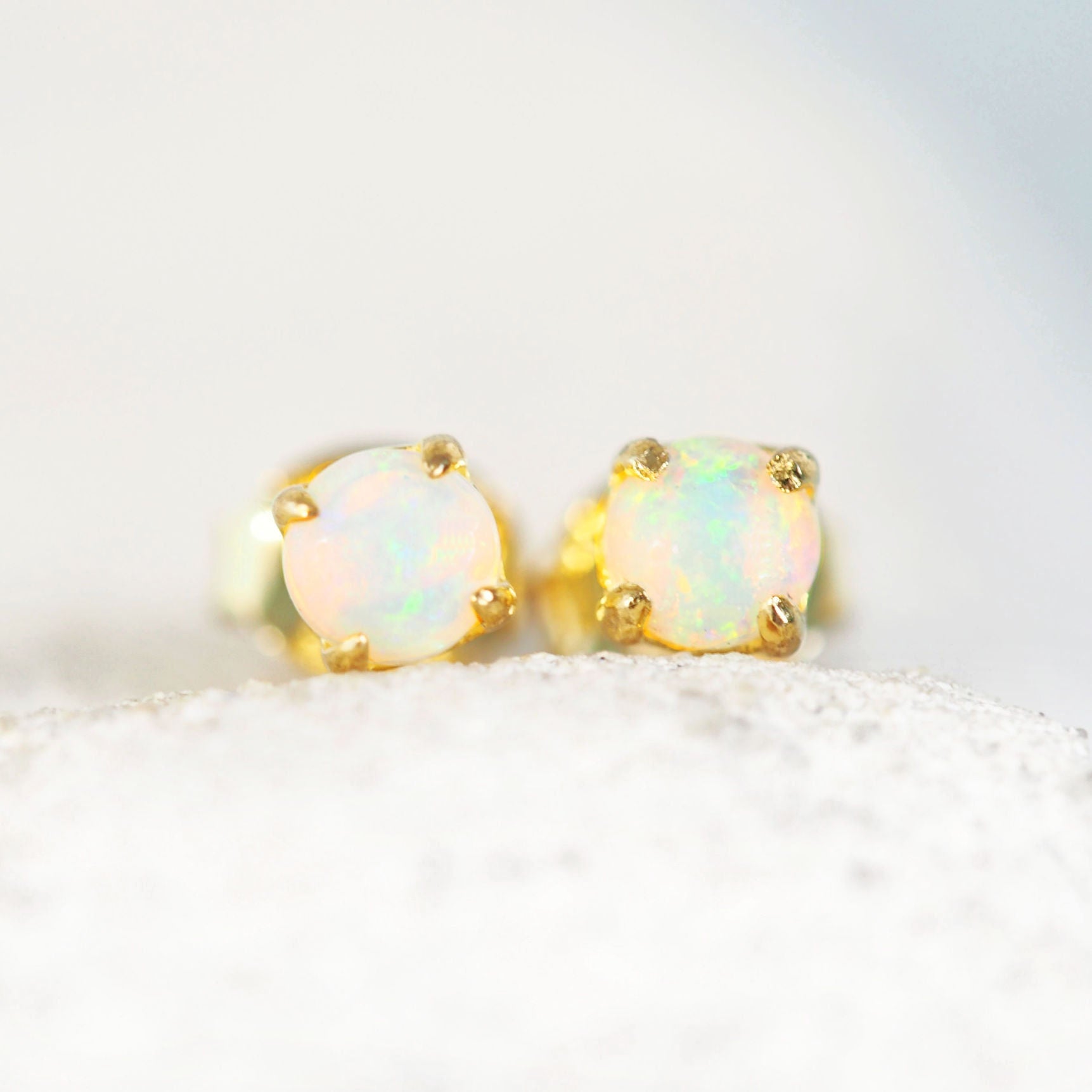 Celia Mini' Opal Earrings G/P Silver Black Star Opal
