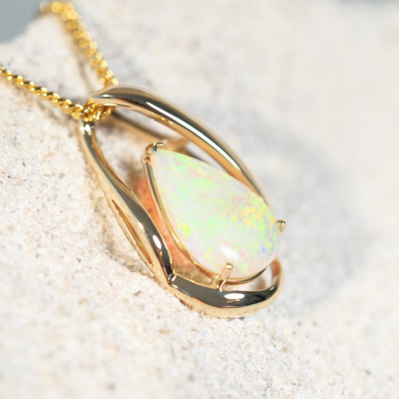 green and orange gold necklace pendant