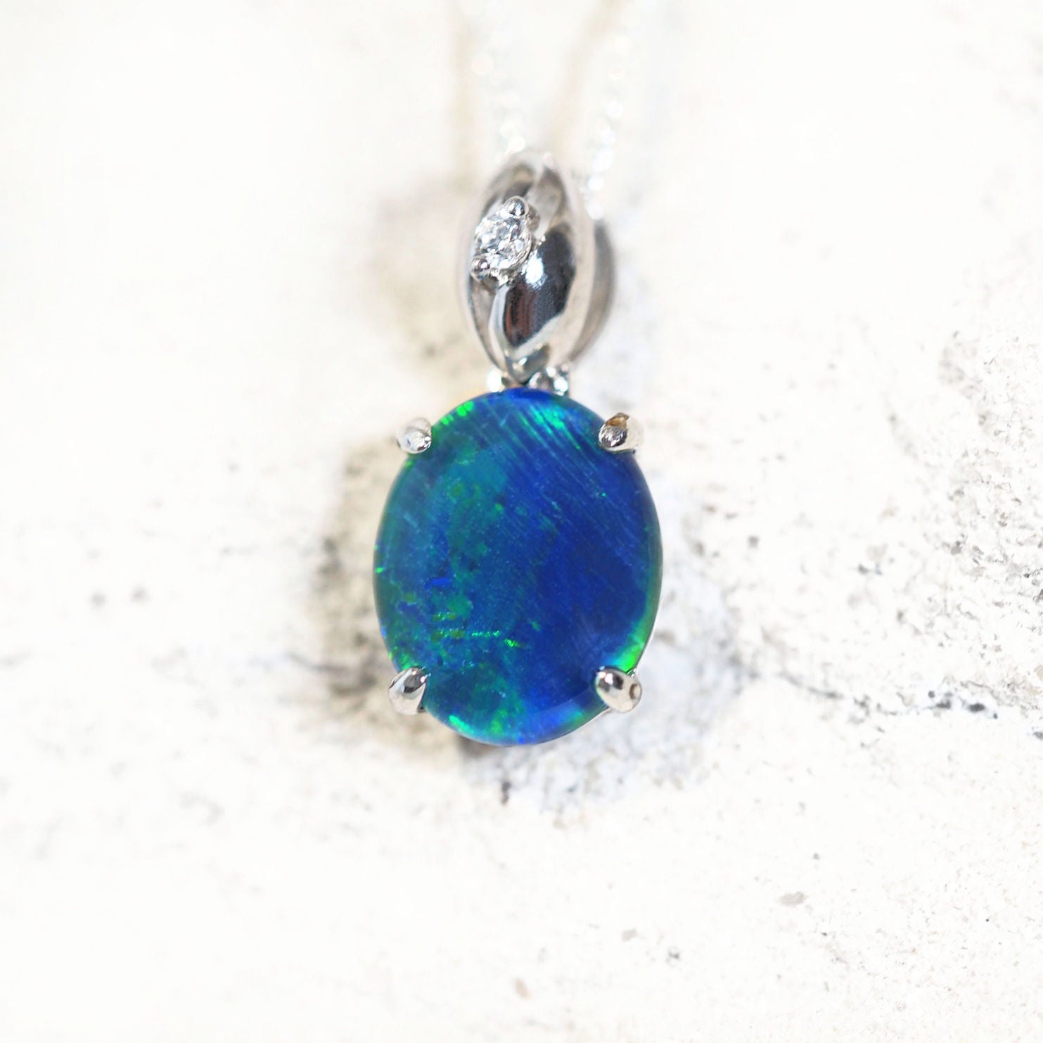 australian opal pendant in sterling silver