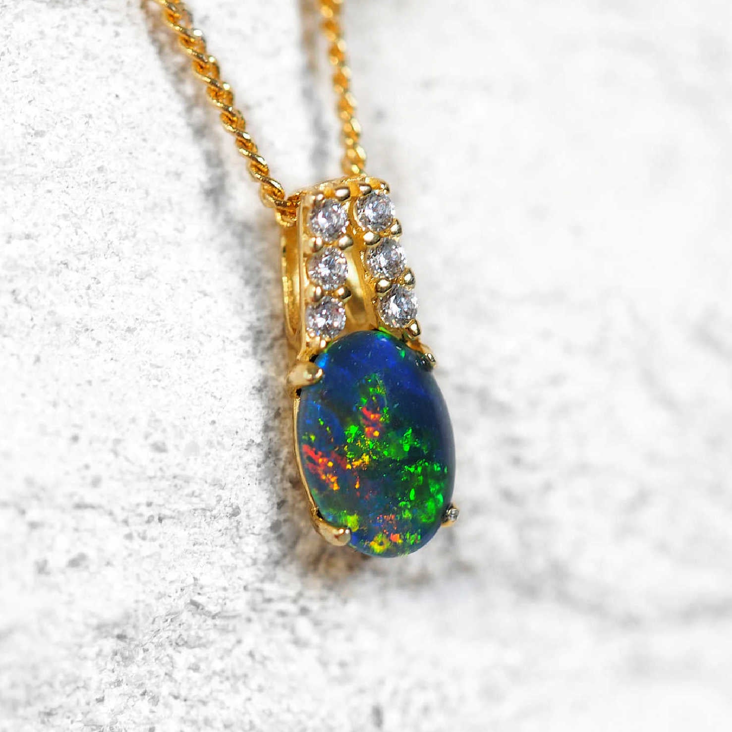 'Danika' Triplet Opal Pendant Gold Plated Silver
