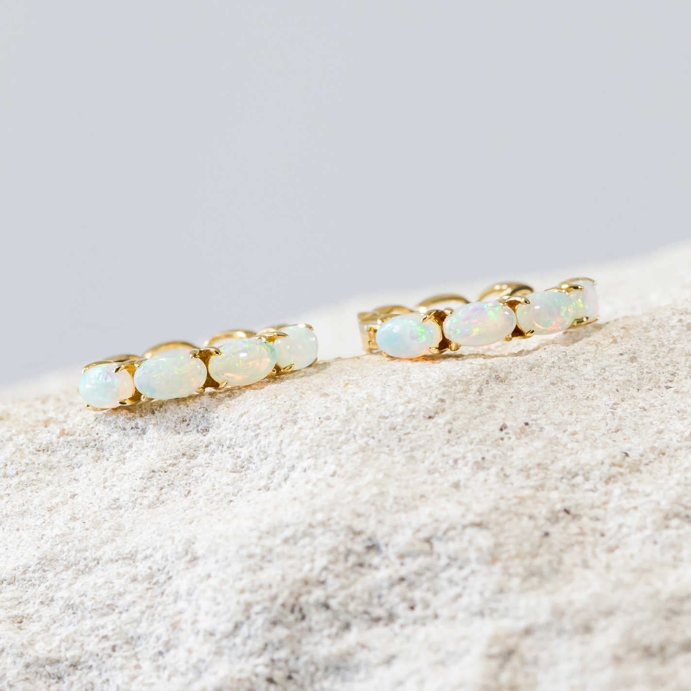 Gold Australian Crystal Opal Earrings