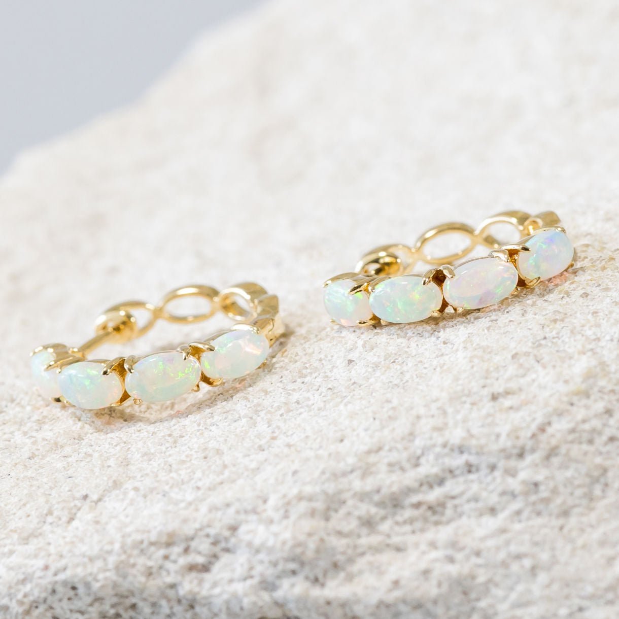 Gold Australian Crystal Opal Earrings