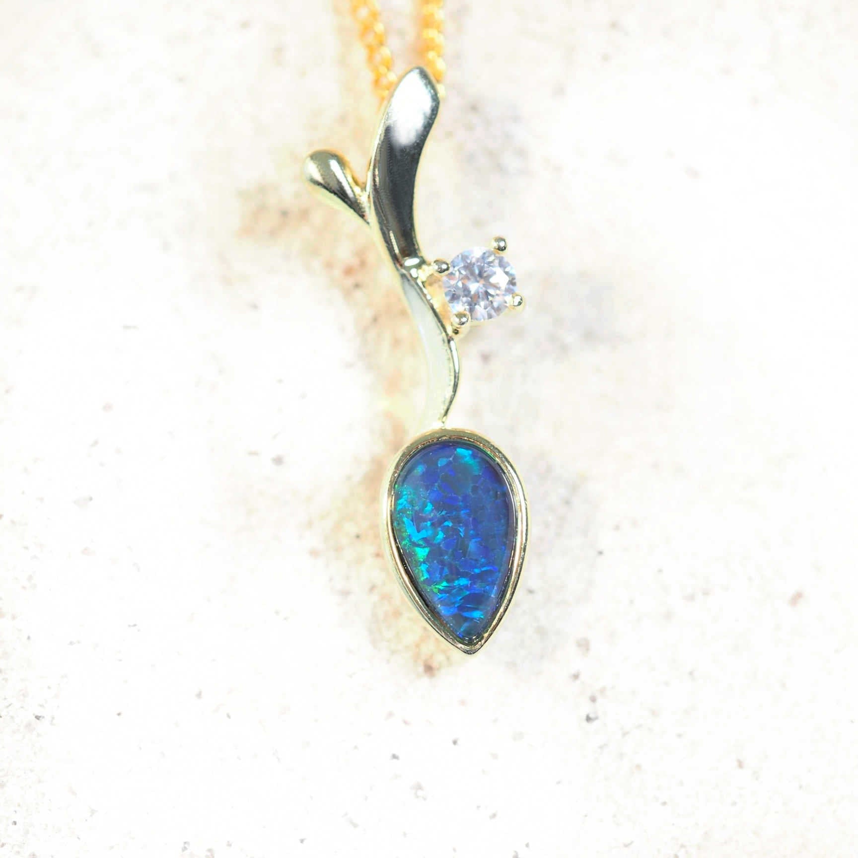blue and green opal pendant
