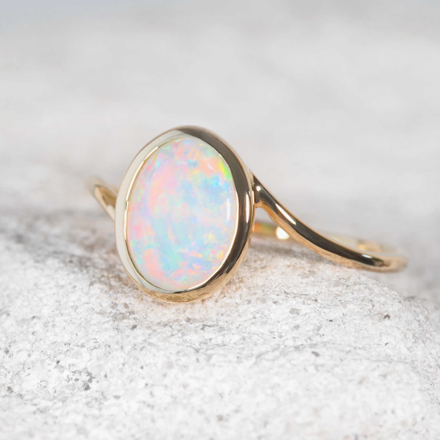 'Elara' Crystal Opal Ring 14ct Gold