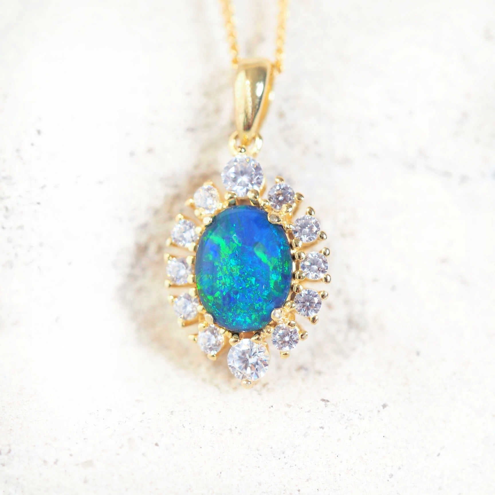 green and blue opal pendant
