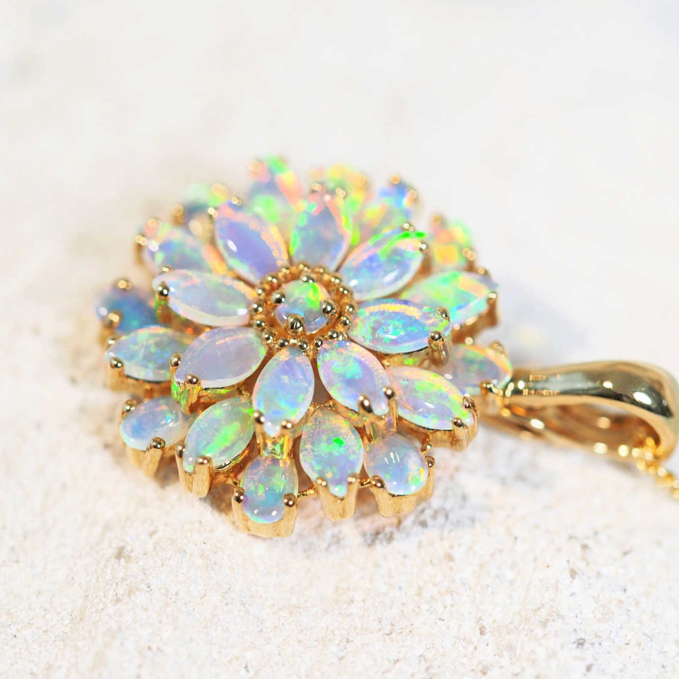 australian crystal opal necklace set with 25 crystal opals