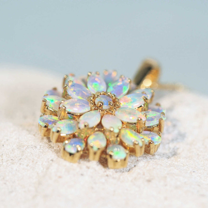 opals set into a gold crystal opal necklace from australia