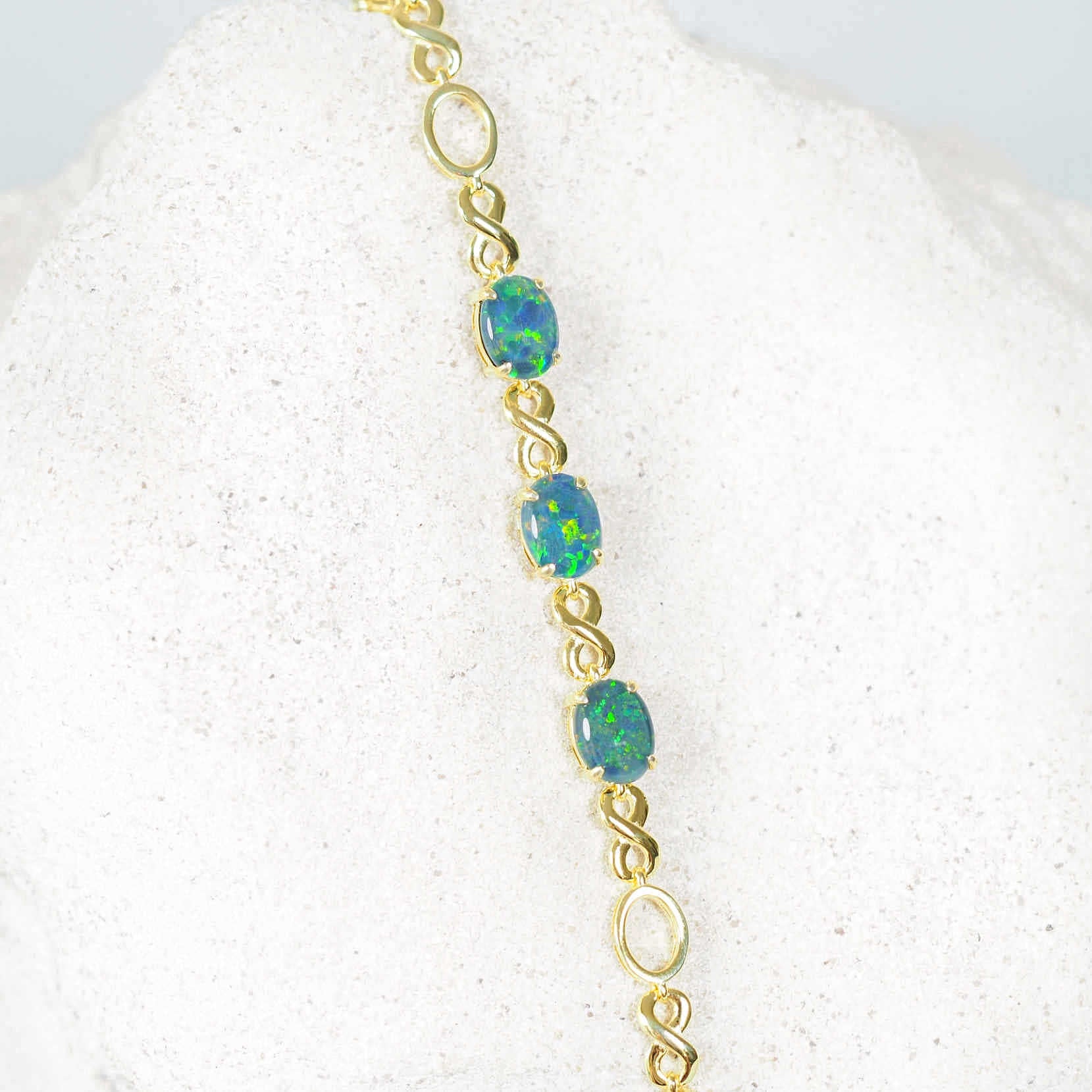 eternity design opal bracelet in gold plated silver