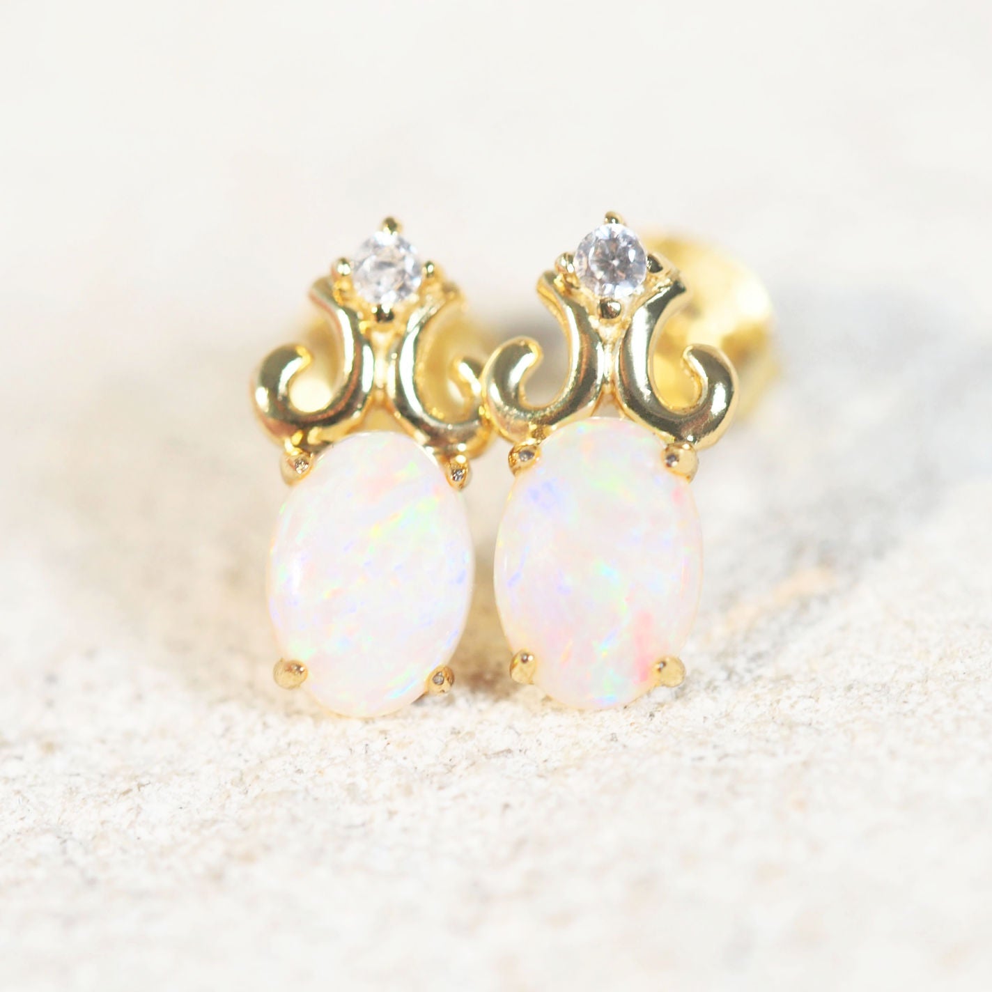 colourful crystal opal earrings with diamantes