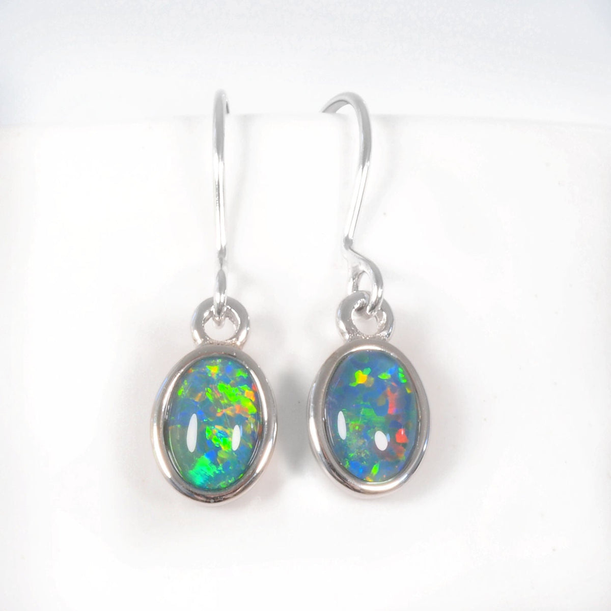 'Grace' Triplet Opal Earrings Silver