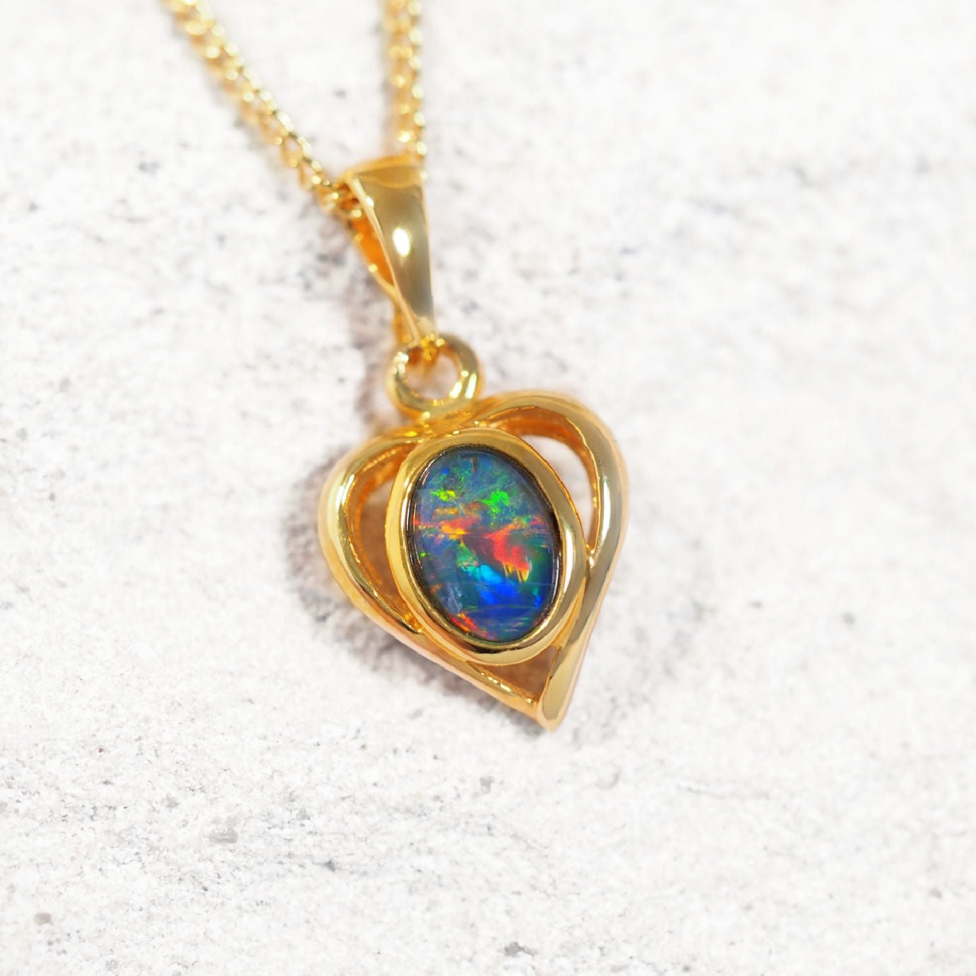 multi-colour heart design opal pendant