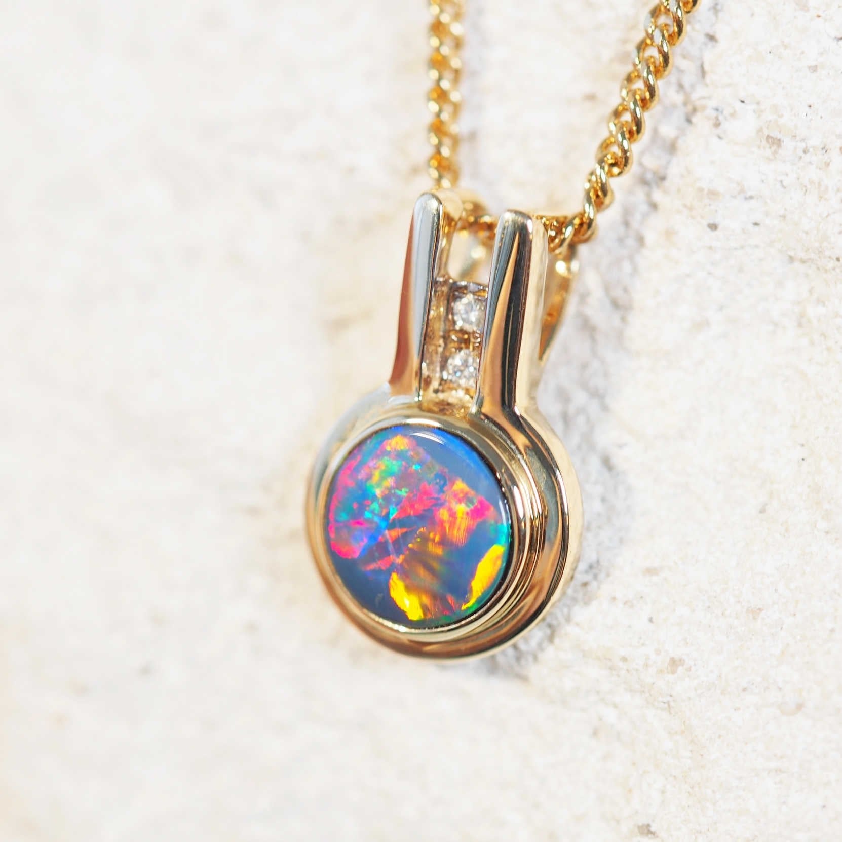 colourful opal pendant gold