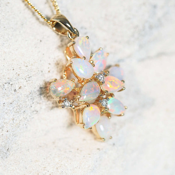 opal pendant set with 10 colourful australian crystal opals