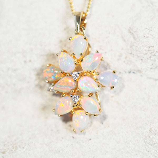 opal necklace set with 10 crystal opals