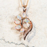 rose gold opal necklace set with seven multi-coloured stones