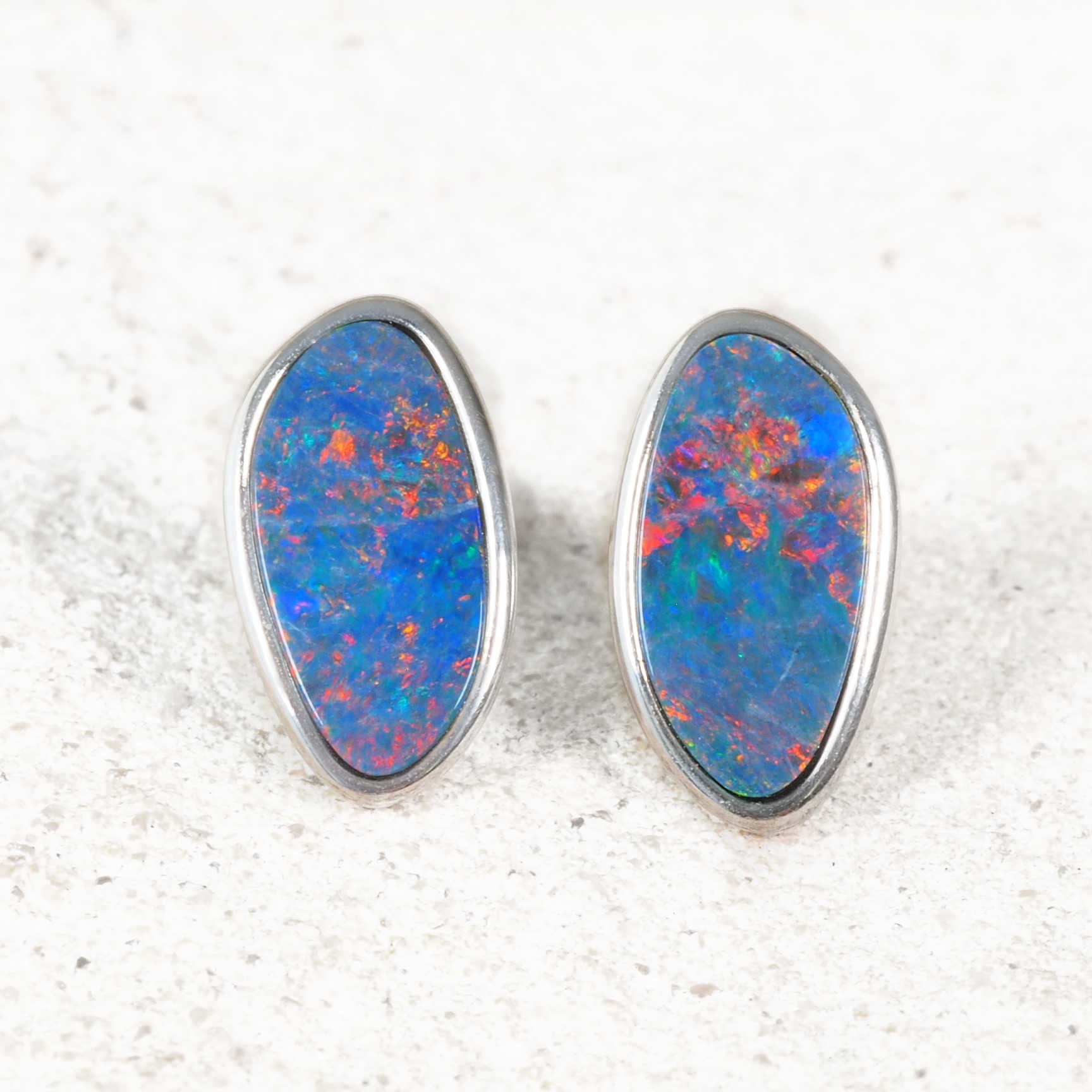 Colourful Australian opal stud earrings