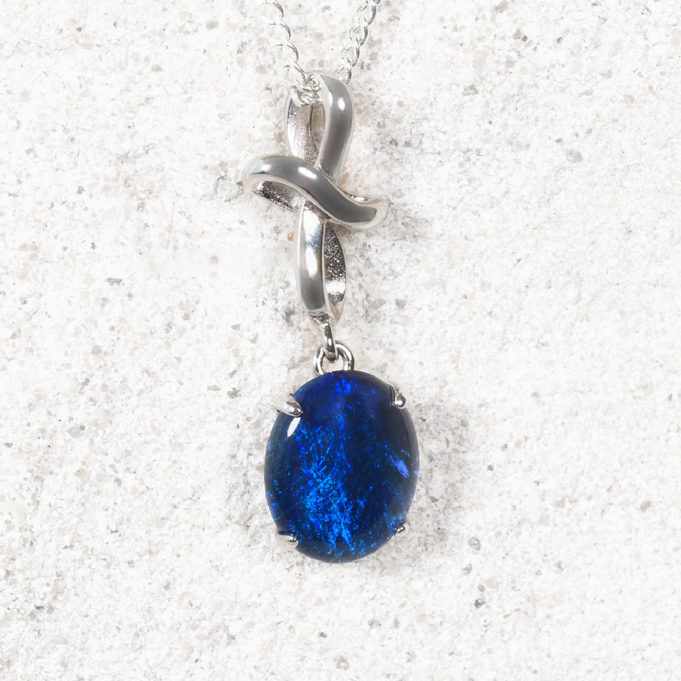 'Nicci Blue' Triplet Opal Pendant Silver