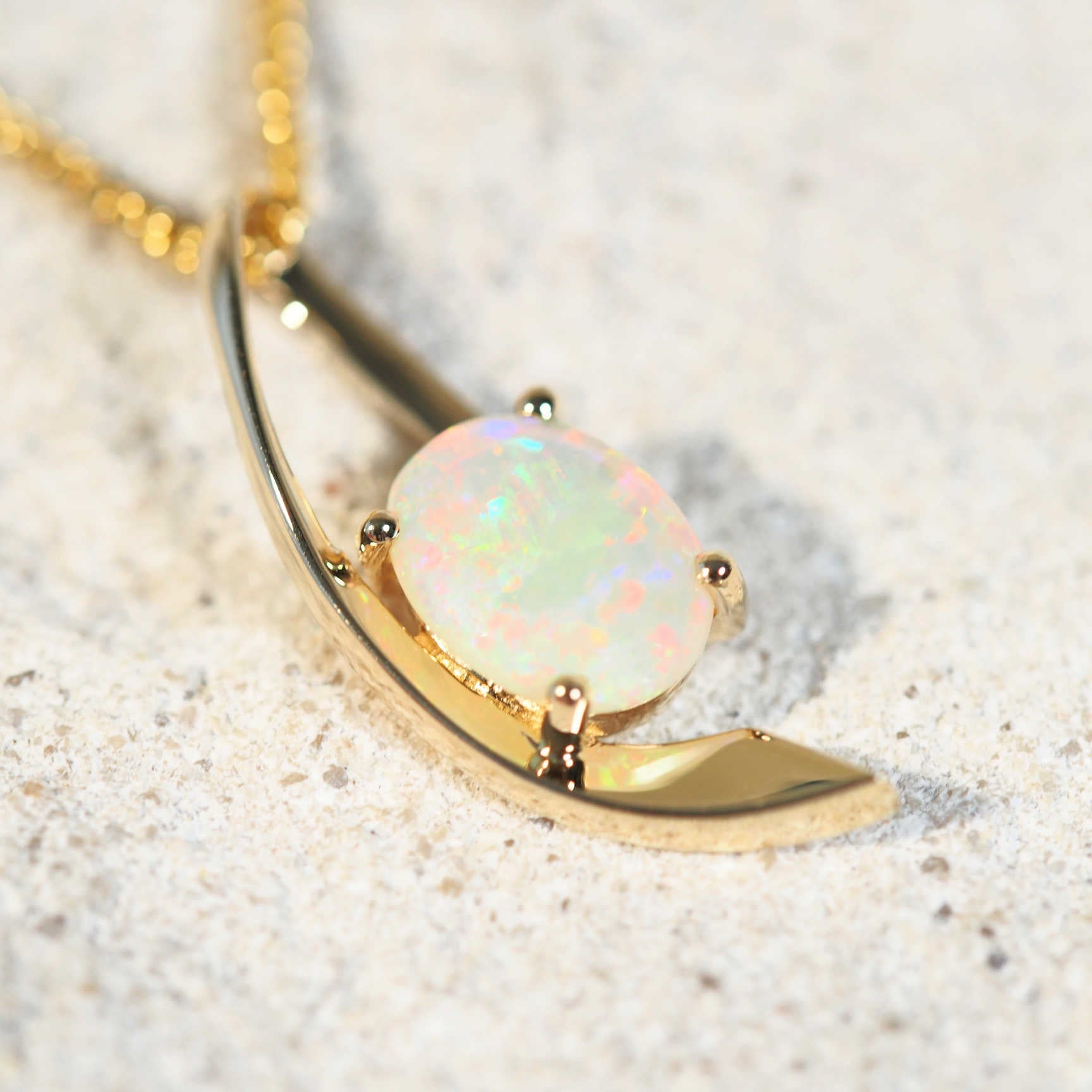 Noemi' Australian Opal Necklace 14ct Gold Black Star Opal