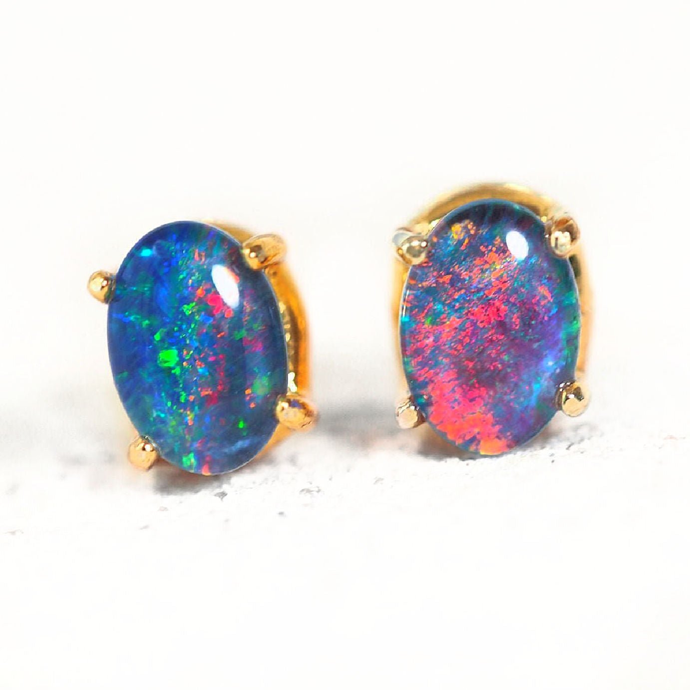 'Olivia Grande' Triplet Opal Earrings Gold Plated Silver