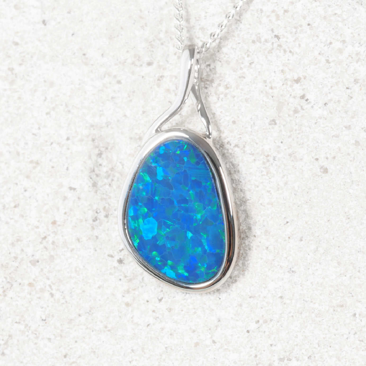 'Paeton' Doublet Opal Pendant 14ct White Gold