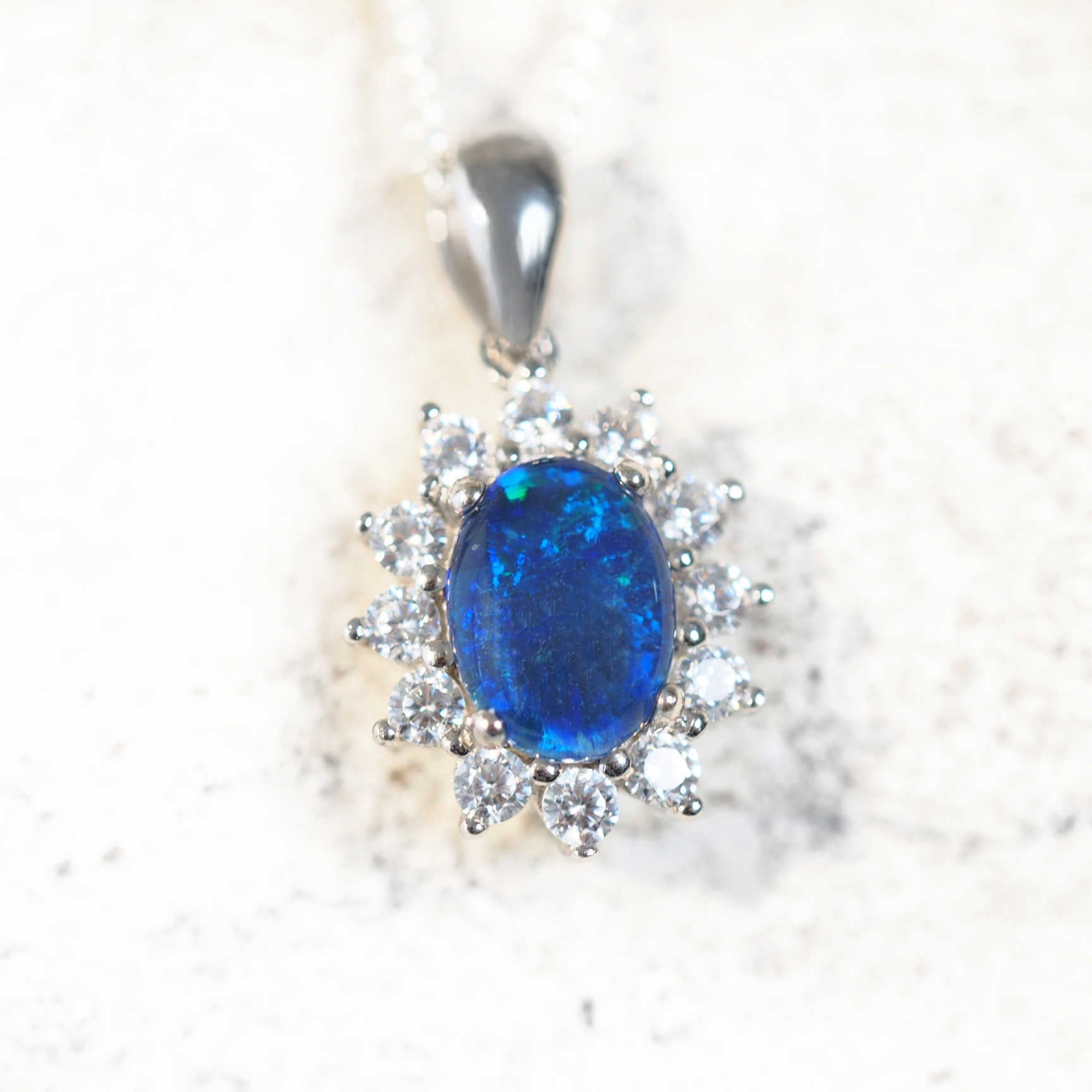blue opal silver pendant