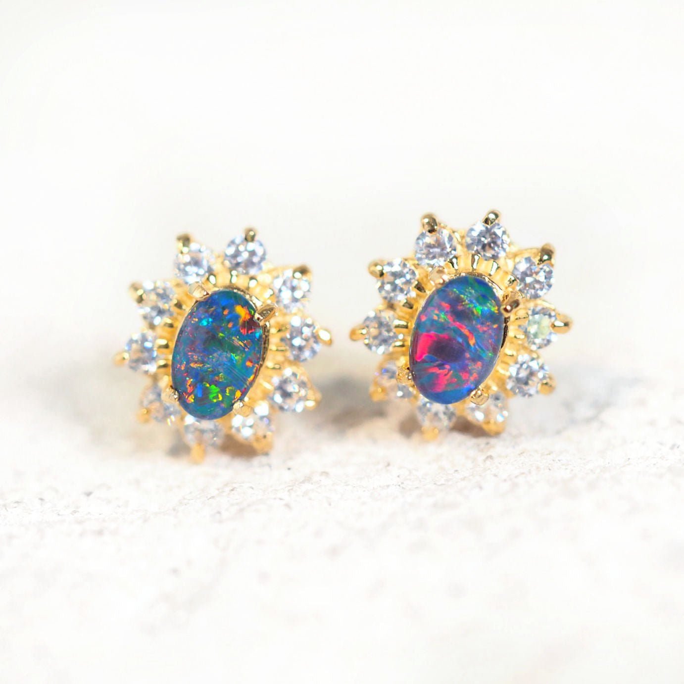 Princess style australian opal earrings