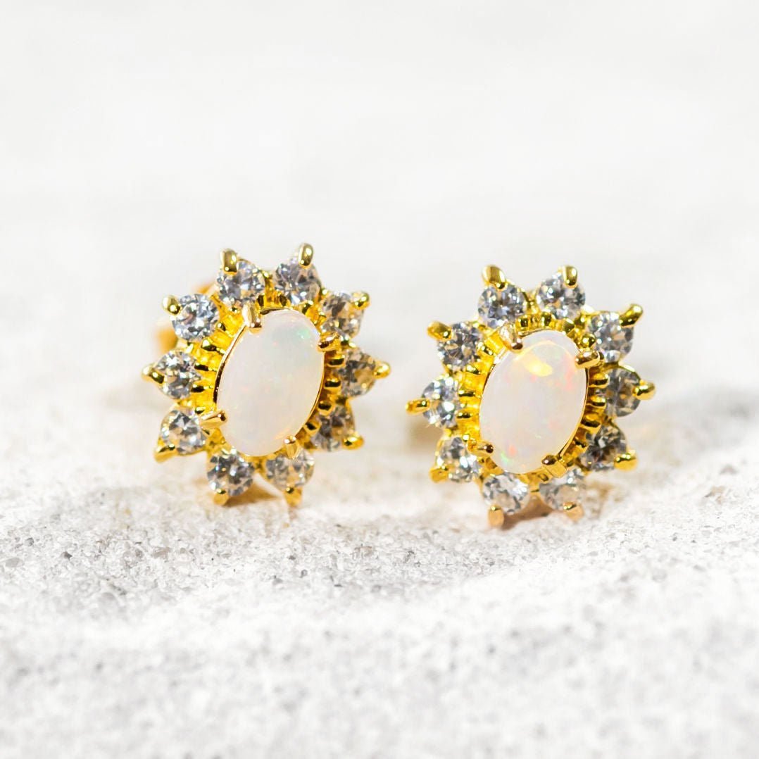 dazzling opal earrings set with sparkling crystals