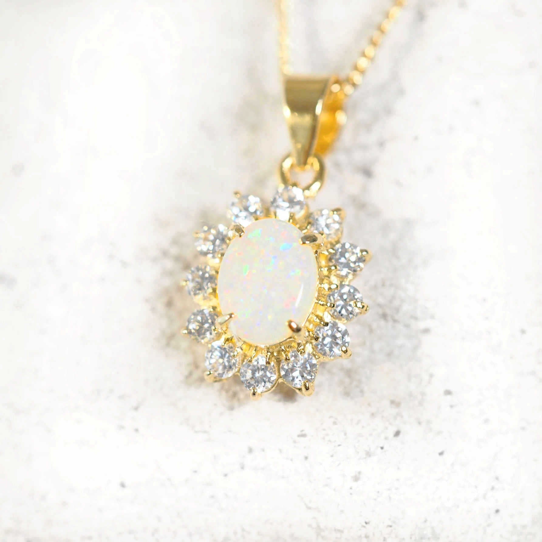 princess design colourful opal pendant gold plated silver