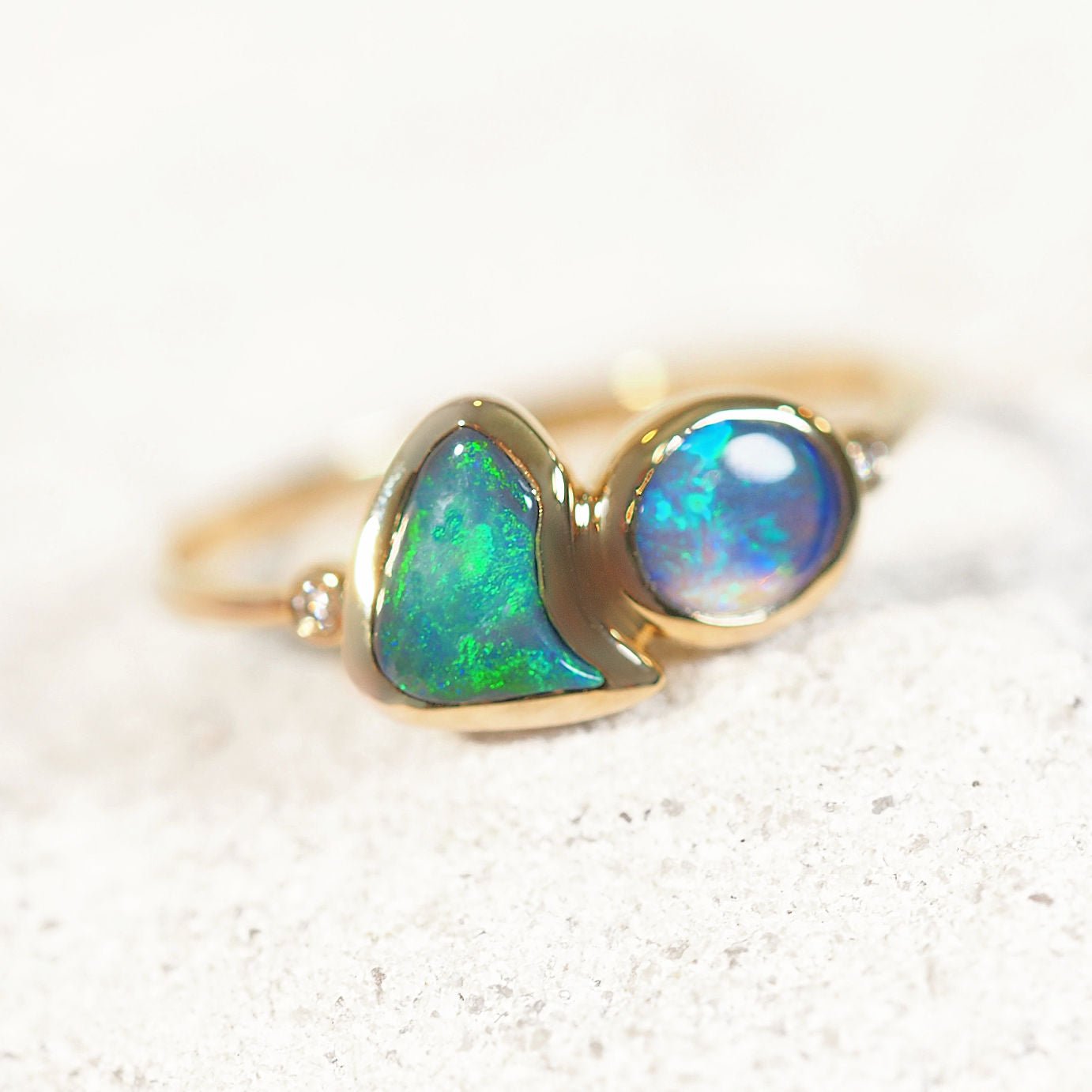 'Saira' Black Opal Ring 14ct Gold