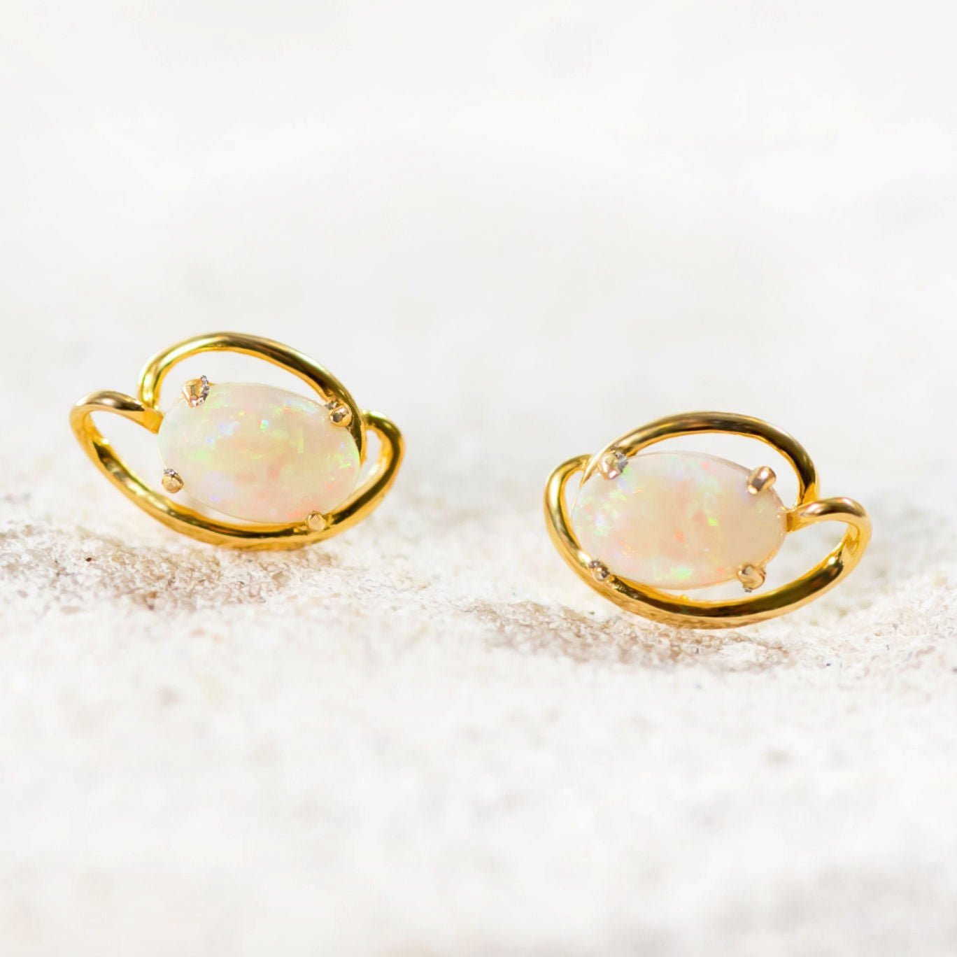gold plated silver crystal opal earrings