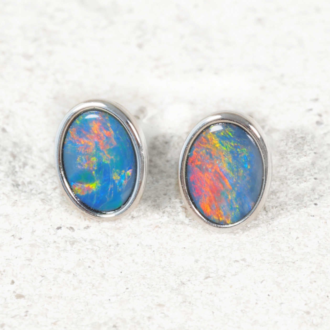 Australian doublet opal stud earrings for women
