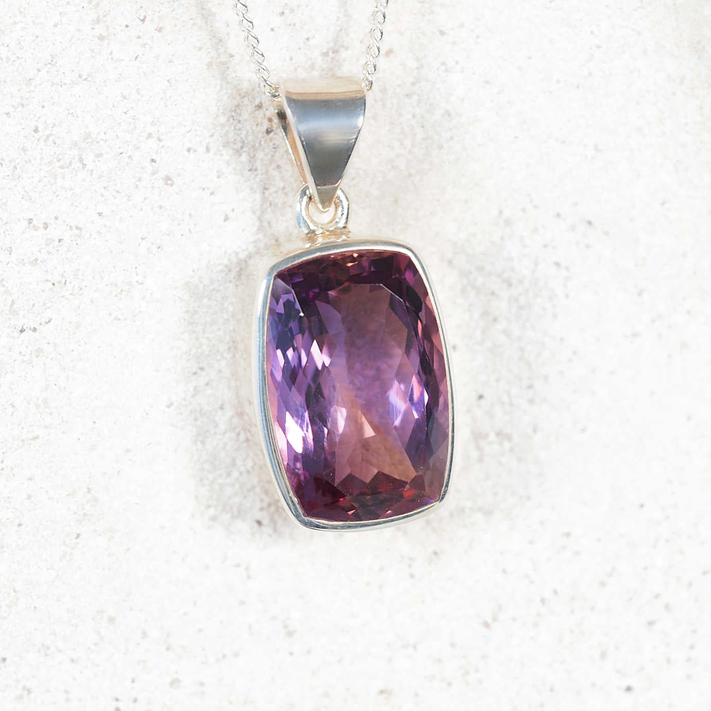 'Sera' Amethyst Faceted Pendant with purple hues