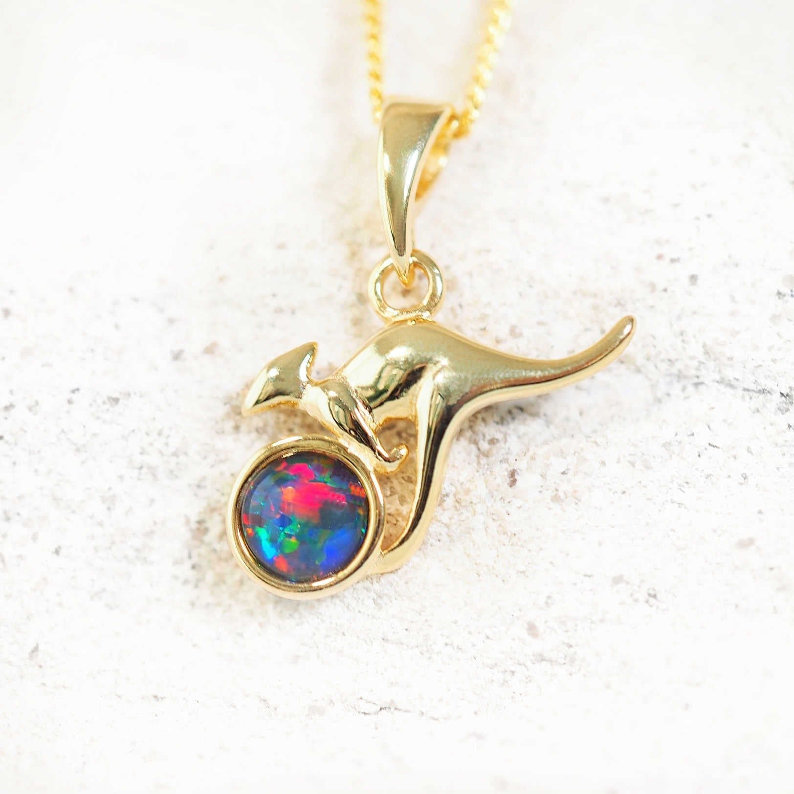 opal kangaroo pendant
