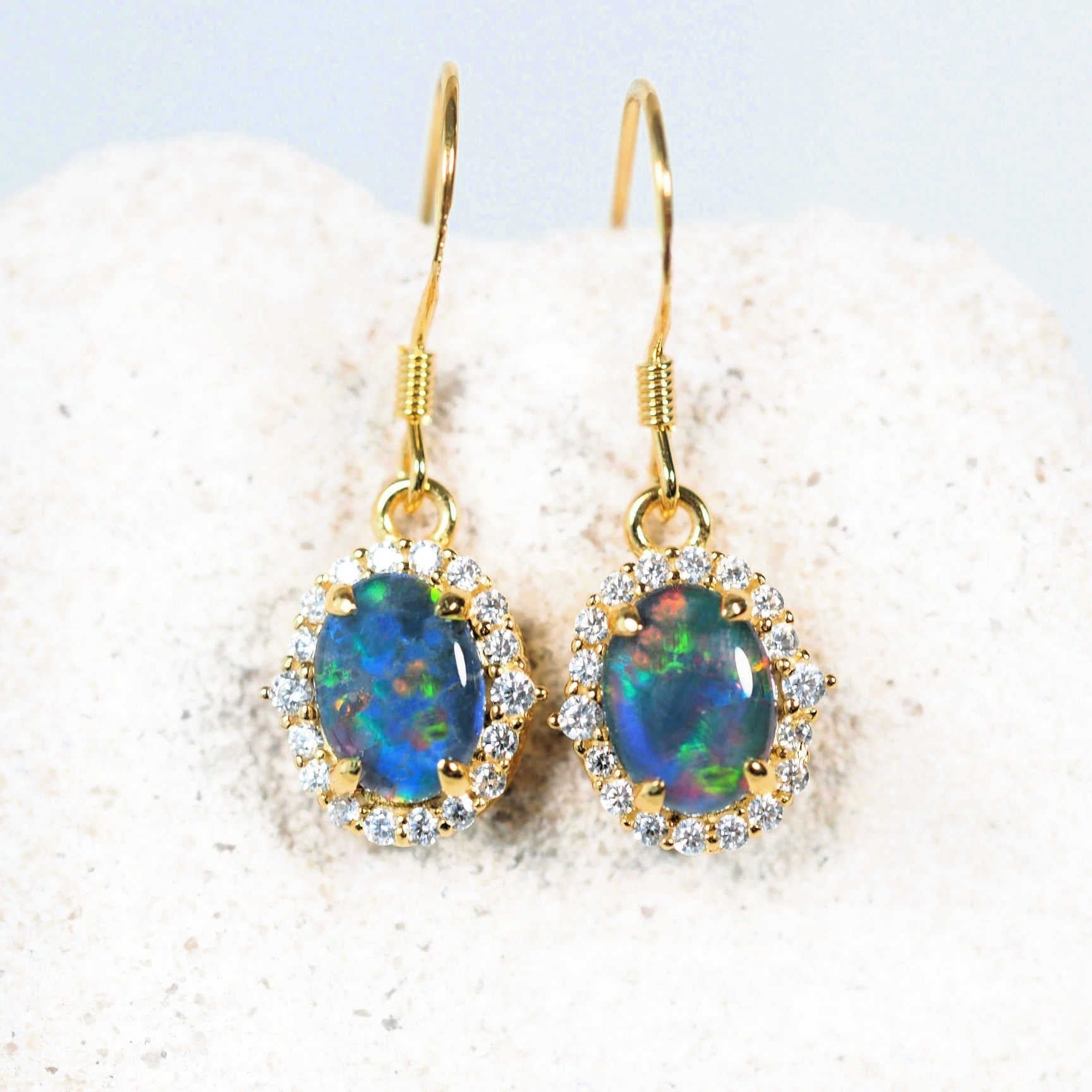 colourful opal earrings with diamantes