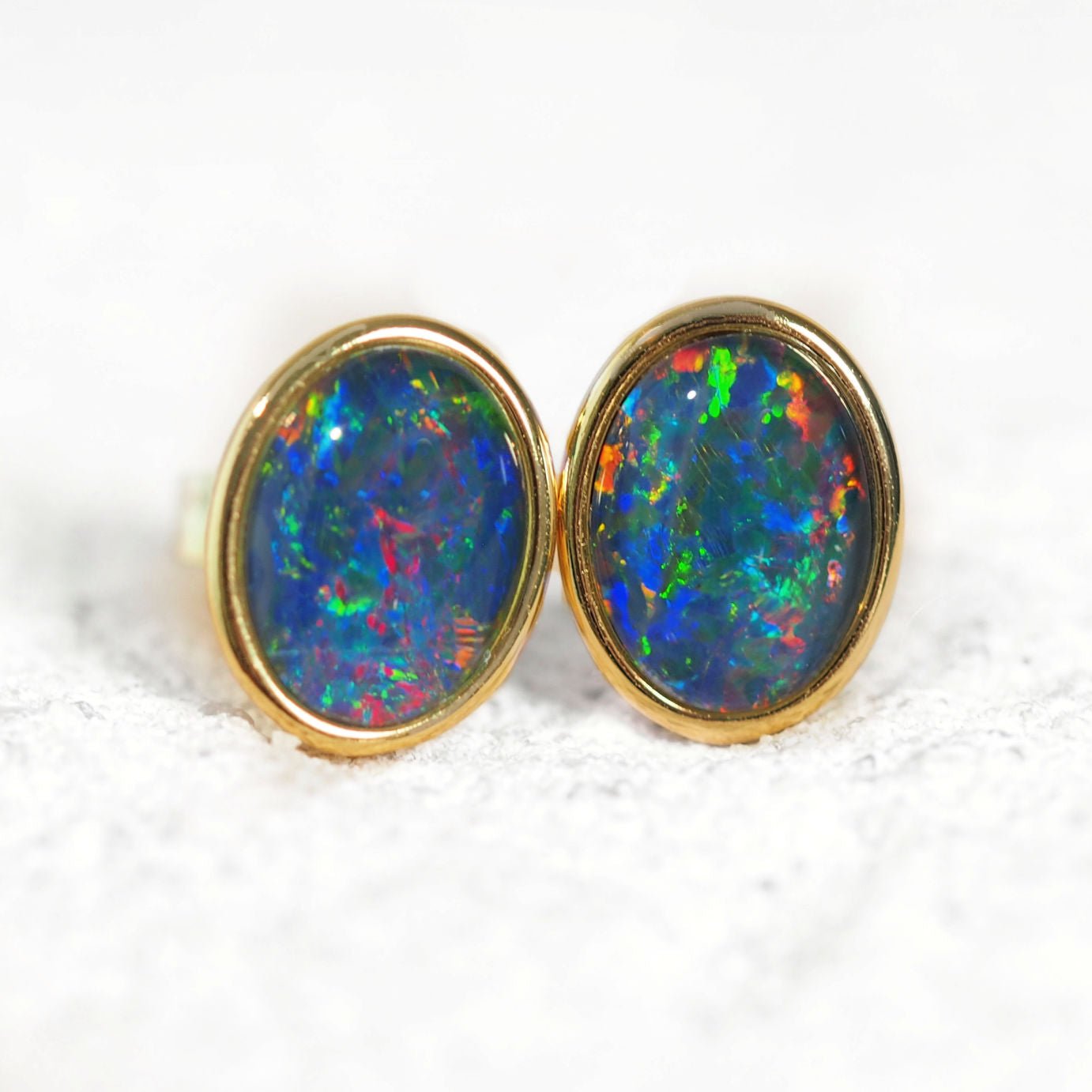 'Sophia Royale' Triplet Opal Earrings Gold Plated Silver
